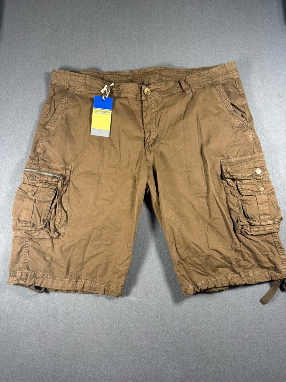 Mens Cargo Shorts Cotton Relaxed Fit Brown - Size 44